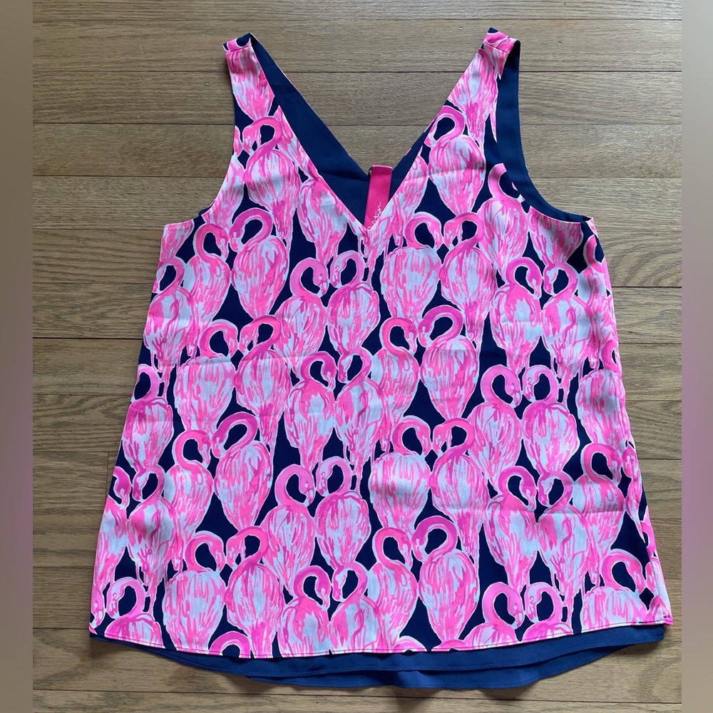 LILLY PULITZER Florin Reversible Flamingo Print Tank Top